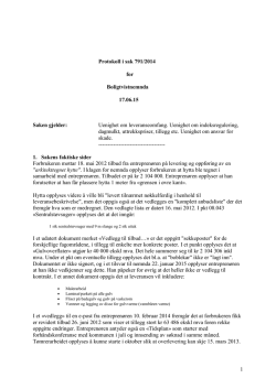 1 Protokoll i sak 791/2014 for Boligtvistnemnda 17.06.15 Saken
