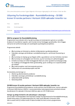 Utlysning fra NFR – 50 000 kroner til norske partnere i Horisont