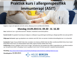 Praktisk kurs i allergenspesifikk immunterapi (ASIT)