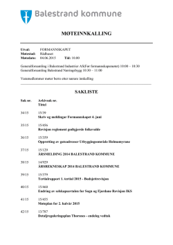 Offentlege sakspapirer - Møte i Formannskapet den 04.06.2015.