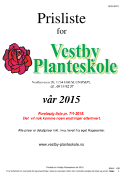 vår 2015 - Vestby Planteskole