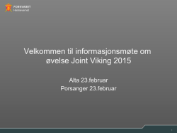 Velkommen til informasjonsmøte om øvelse Joint Viking
