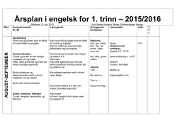 Årsplan i engelsk for 1. trinn – 2015/2016