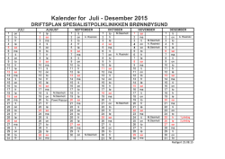 Kalender for Juli - Desember 2015