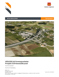 VEDLEGG A6 Formingsveileder Prosjekt: E39 Harestadkrysset