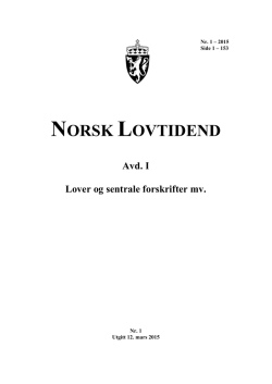 NORSK LOVTIDEND Avd. I Lover og sentrale forskrifter mv.