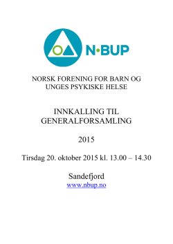 INNKALLING TIL GENERALFORSAMLING 2015 Sandefjord