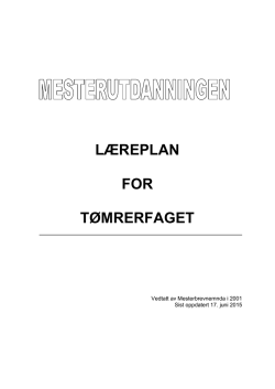 LÆREPLAN FOR TØMRERFAGET