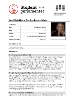 Kandidatskjema for Ane Larsen Mjøen - Blogg