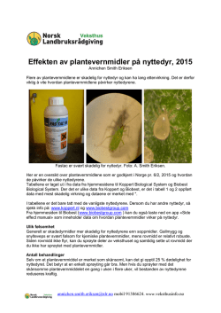 Effekten av plantevernmidler på nyttedyr, 2015
