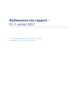 1. tertial - rådmannen sin tertialrapport