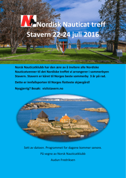 Nordisk Nauticat treff Stavern 22-24 juli 2016 Norsk Nauticatklubb