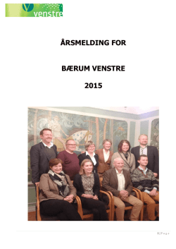 ÅRSMELDING FOR BÆRUM VENSTRE 2015