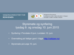 Styremøte og synfaring tysdag 9. og onsdag 10. juni 2015