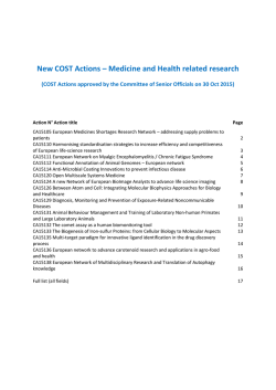 New COST Actions – Medicine and Health related research
