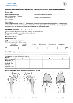 Spørreskjema og protokoll for prøvetaking ved revisjon av hofte
