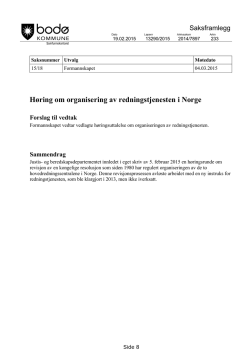 Høring om organisering av redningstjenesten i Norge