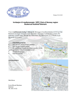 Invitasjon til medlemsmøte i WPC Club of Norway region Buskerud
