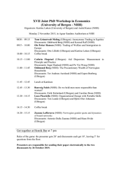 XVII Joint PhD Workshop in Economics (University of Bergen