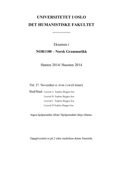 NOR1100 – Norsk Grammatikk - Det humanistiske fakultet