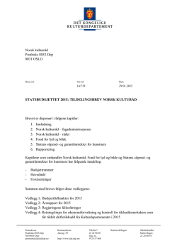 Norsk kulturråd - Endelig tildelingsbrev 2015