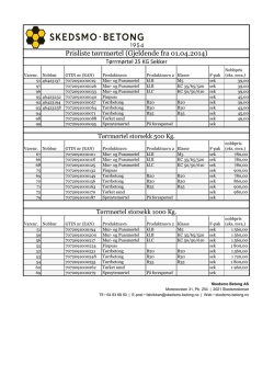 Prisliste mørtel 2015
