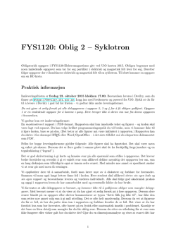 FYS1120: Oblig 2 – Syklotron