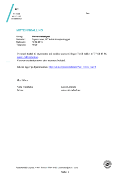 Innkalling og saksframlegg til universitetsstyrets m&oslash;te 12.2.2015