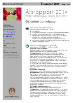 Årsrapport 2014 - Øyjorden barnehage