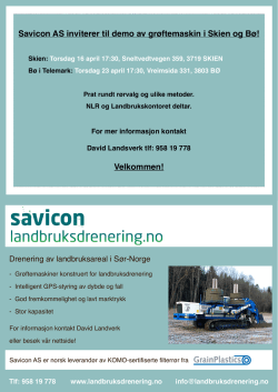 Savicon AS inviterer til demo av grøftemaskin i Skien og Bø