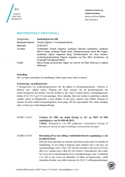 Referat fra instituttstyremøte IHR 25.08.2015