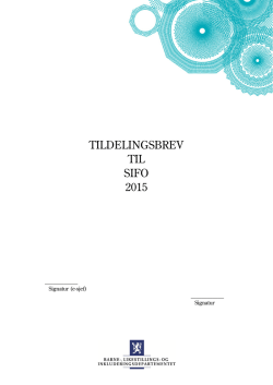 TILDELINGSBREV TIL SIFO 2015