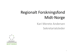 TR-sak 5-2014 FoU i Trøndelag – Regionalt forskningsfond