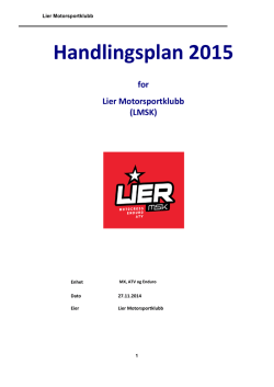 Handlingsplan 2015 for Lier Motorsportklubb