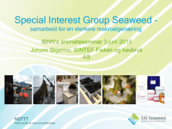 Special Interest Group Seaweed - Industrial Biotech Network