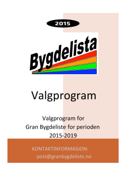 Valgprogram (Full versjon) 2015 – 2019 utarbeidet
