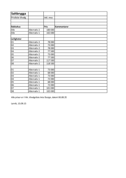 Prisliste tilvalg