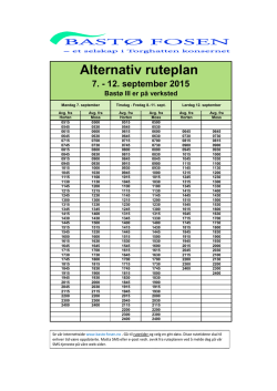 Alternativ ruteplan 7. - 12. september 2015