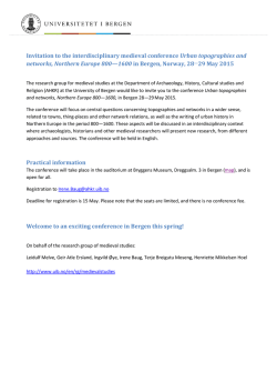 Invitation, Urban topographies and networks, Bergen 2015