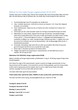 Referat fra FAU møte Stange ungdomsskole 29.10.2015