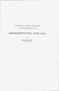 ÅRSBERETNING FOR 1952 - Norges geologiske undersøkelse