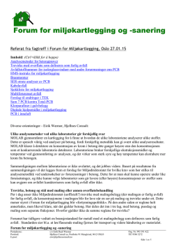 Referat fra fagtreff i Forum for Miljøkartlegging, Oslo 27.01.15