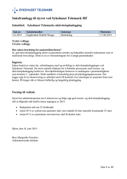 Sak 41-15 Sykehuset Telemarks aktivitetsplanlegging