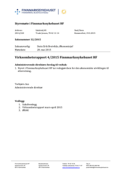 Virksomhetsrapport 4/2015 Finnmarkssykehuset HF
