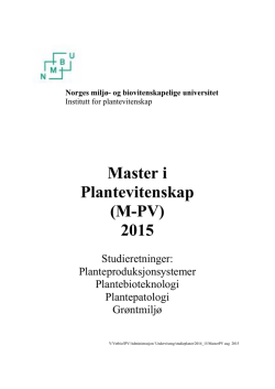 Master i Plantevitenskap (M-PV) 2015