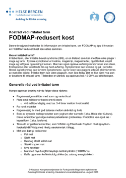 FODMAP-brosjyre. August 2015