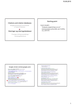 Citations and citation databases Siteringer og siteringsdatabaser