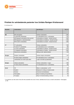 Prisliste for selvbetalende pasienter hos Unilabs Røntgen Kristiansand