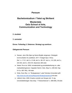 Pensum Bachelorstudium i Tekst og Skribent Westerdals Oslo