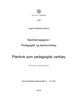 Planbok som pedagogisk verktøy